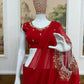 Embroidered Faux Georgette Saree with Mirror and Pearl Work