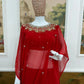 Embroidered Faux Georgette Saree with Mirror and Pearl Work