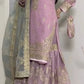 Embroidered Faux Georgette Sharara Set with Butterfly Net Dupatta