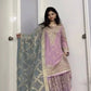 Embroidered Faux Georgette Sharara Set with Butterfly Net Dupatta