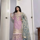 Embroidered Faux Georgette Sharara Set with Butterfly Net Dupatta