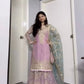 Embroidered Faux Georgette Sharara Set with Butterfly Net Dupatta