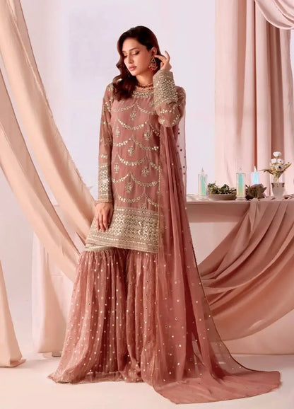 Embroidered Faux Georgette Sharara Set