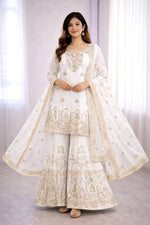 Embroidered Faux Georgette Sharara Set