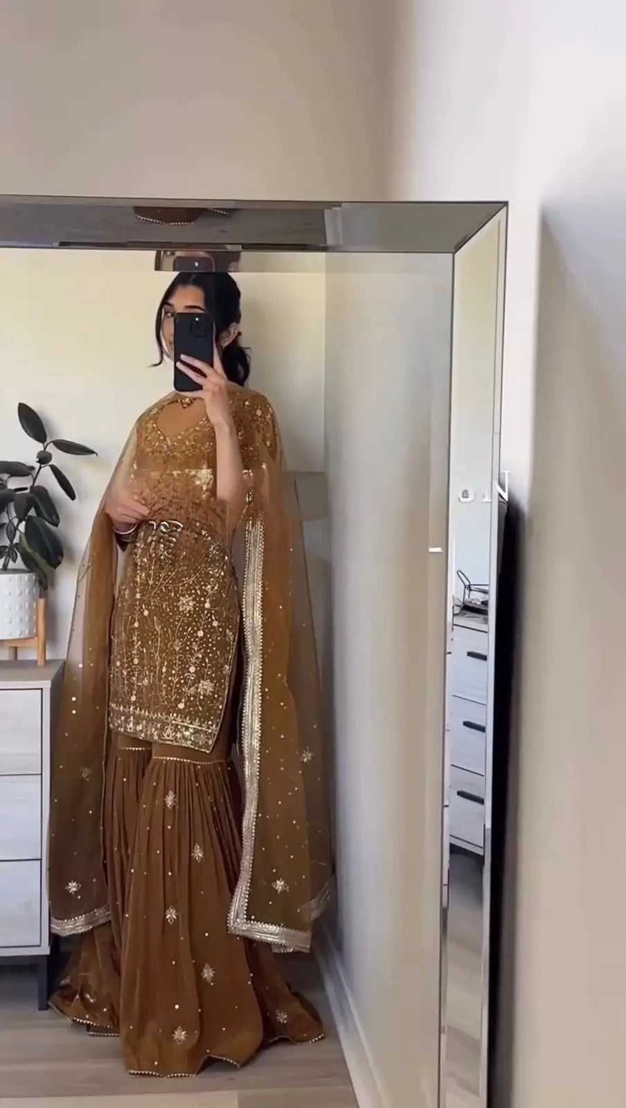 Embroidered Faux Georgette Sharara Set