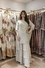 Embroidered Faux Georgette Sharara Suit Set