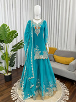 Embroidered Faux Georgette Sharara Suit Set