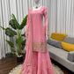 Embroidered Faux Georgette Sharara Suit Set with Dupatta