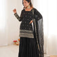 Embroidered Faux Georgette Sharara Suit Set with Dupatta