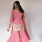 Embroidered Faux Georgette Sharara Suit Set with Dupatta