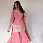 Embroidered Faux Georgette Sharara Suit Set with Dupatta