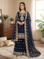 Embroidered Faux Georgette Sharara Suit Set