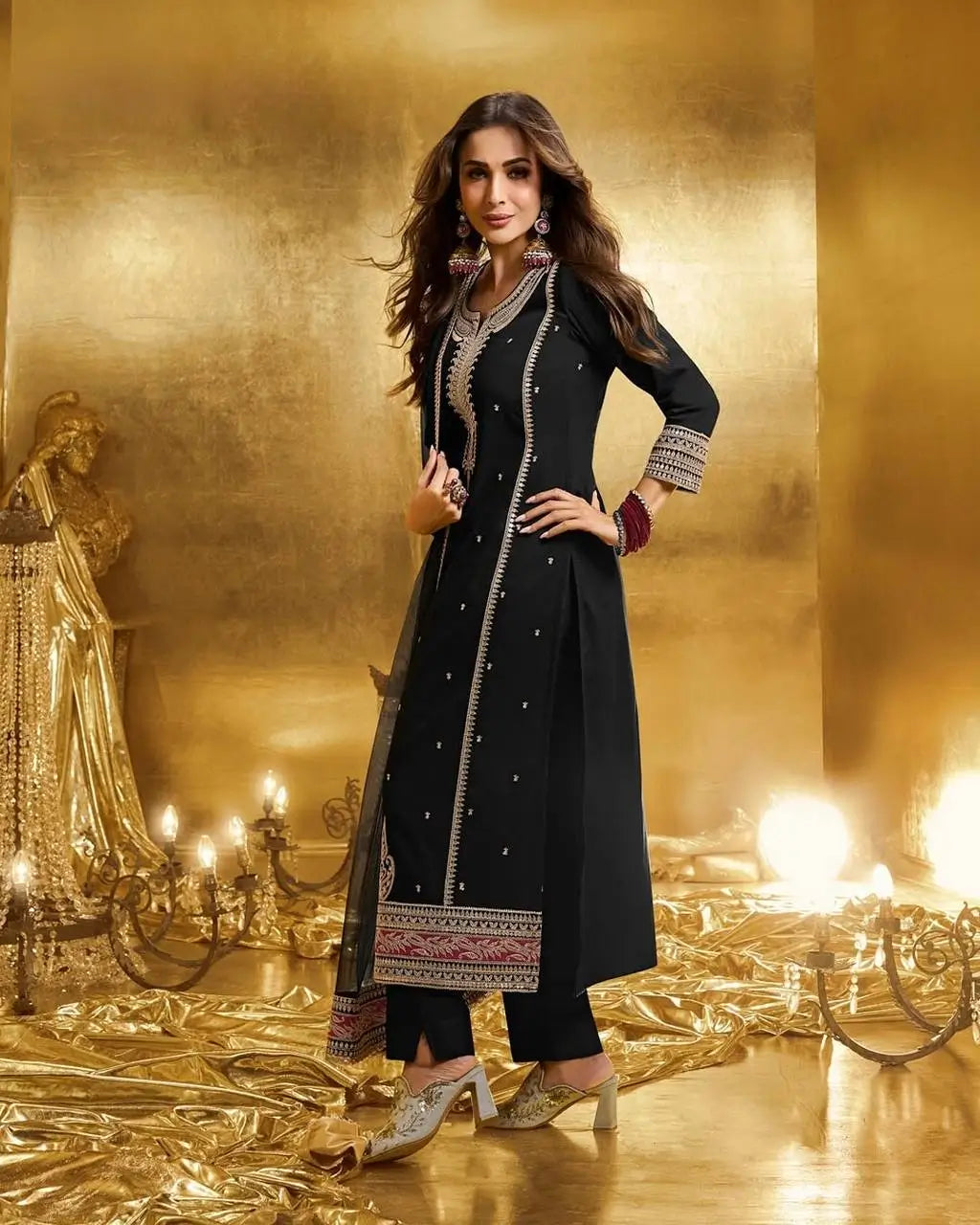 Embroidered Faux Georgette Suit Set