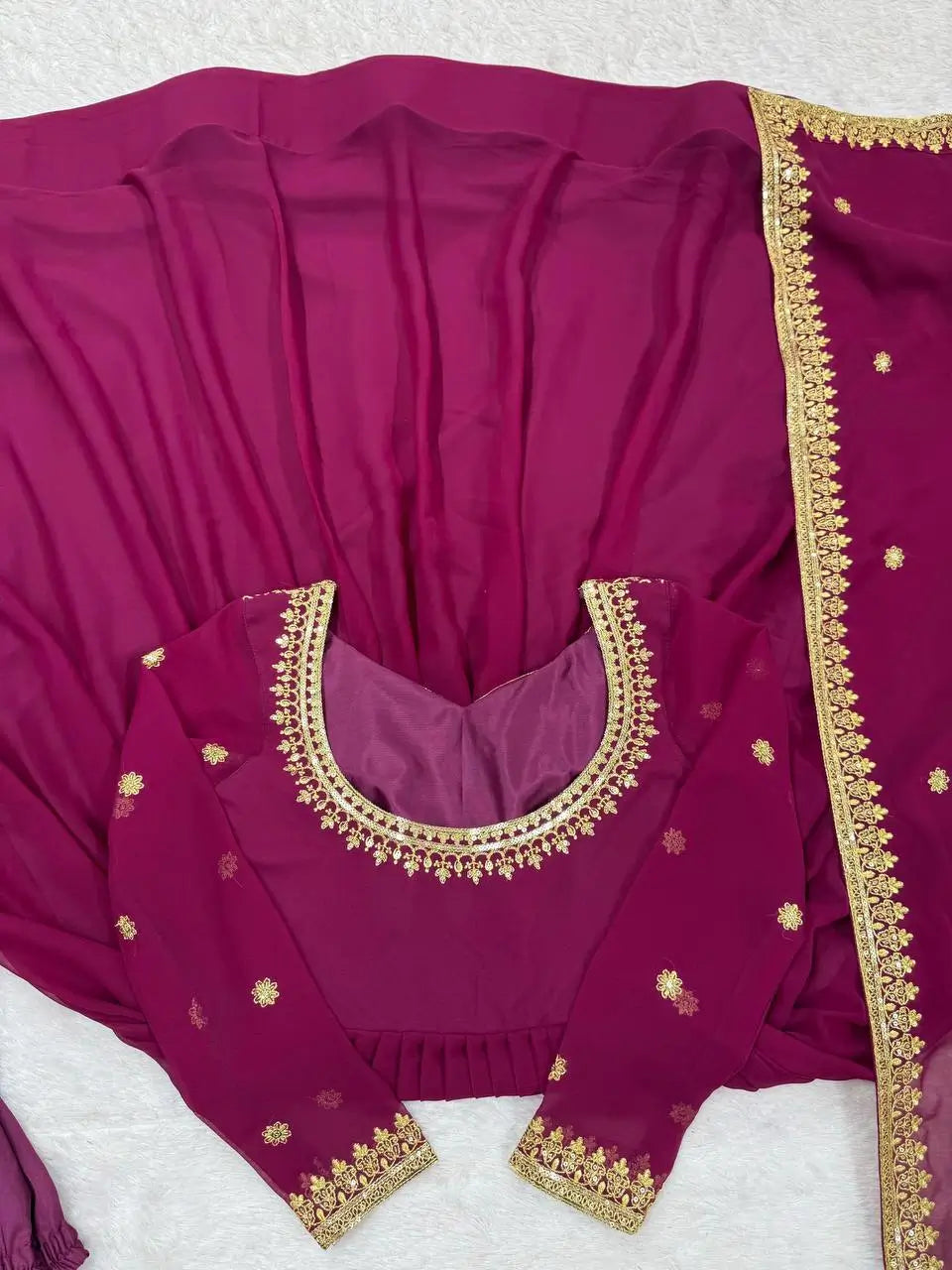 Embroidered Faux Georgette Suit Set