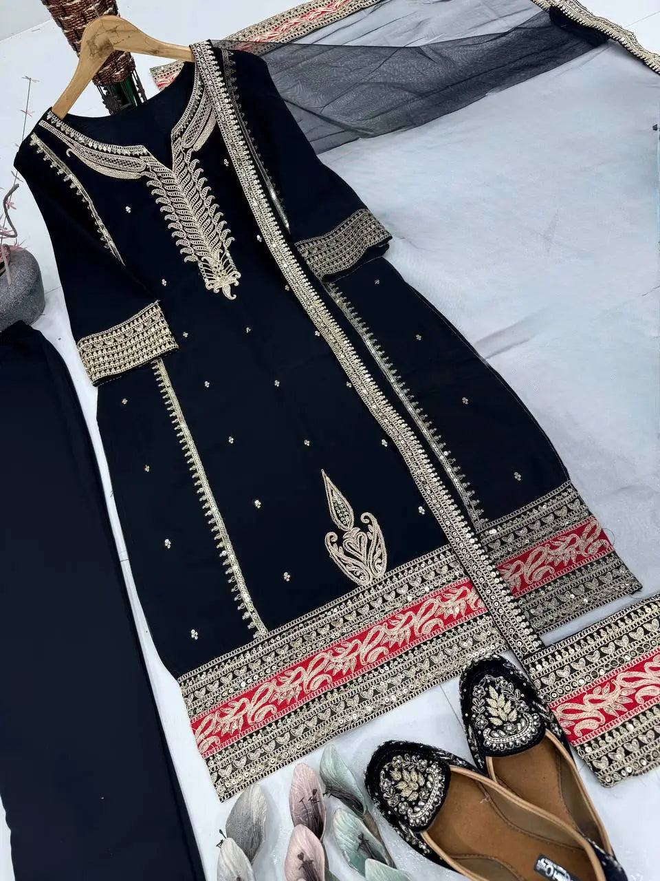 Embroidered Faux Georgette Suit Set