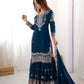 Embroidered Faux Georgette Suit Set with Dupatta