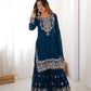 Embroidered Faux Georgette Suit Set with Dupatta