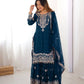Embroidered Faux Georgette Suit Set with Dupatta