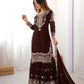 Embroidered Faux Georgette Suit Set with Dupatta