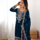 Embroidered Faux Georgette Suit Set with Dupatta