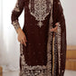 Embroidered Faux Georgette Suit Set with Dupatta