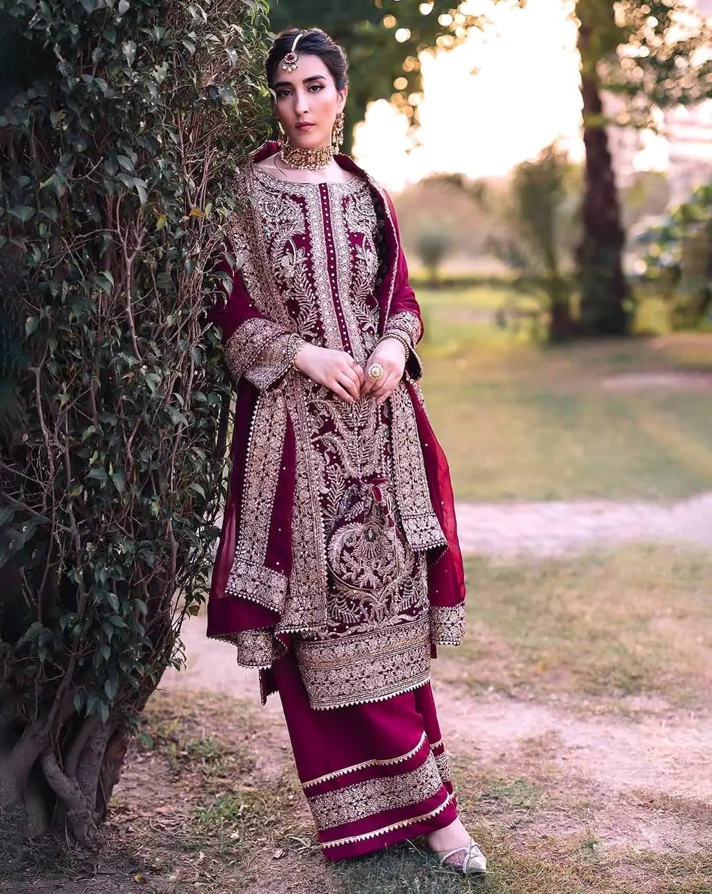 Embroidered Faux Georgette Suit Set with Dupatta