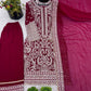 Embroidered Faux Georgette Suit Set with Dupatta