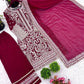 Embroidered Faux Georgette Suit Set with Dupatta