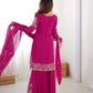 Embroidered Faux Georgette Suit Set with Dupatta