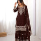 Embroidered Faux Georgette Suit Set with Dupatta