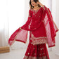 Embroidered Faux Georgette Suit Set with Dupatta