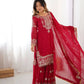 Embroidered Faux Georgette Suit Set with Dupatta