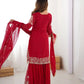 Embroidered Faux Georgette Suit Set with Dupatta