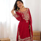 Embroidered Faux Georgette Suit Set with Dupatta