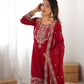 Embroidered Faux Georgette Suit Set with Dupatta