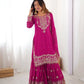 Embroidered Faux Georgette Suit Set with Dupatta