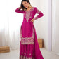 Embroidered Faux Georgette Suit Set with Dupatta