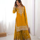 Embroidered Faux Georgette Suit Set with Dupatta