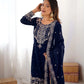 Embroidered Faux Georgette Suit Set with Dupatta