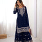 Embroidered Faux Georgette Suit Set with Dupatta