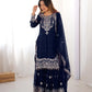 Embroidered Faux Georgette Suit Set with Dupatta