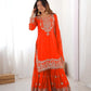 Embroidered Faux Georgette Suit Set with Dupatta