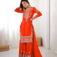 Embroidered Faux Georgette Suit Set with Dupatta