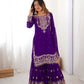 Embroidered Faux Georgette Suit Set with Dupatta