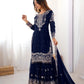 Embroidered Faux Georgette Suit Set with Dupatta