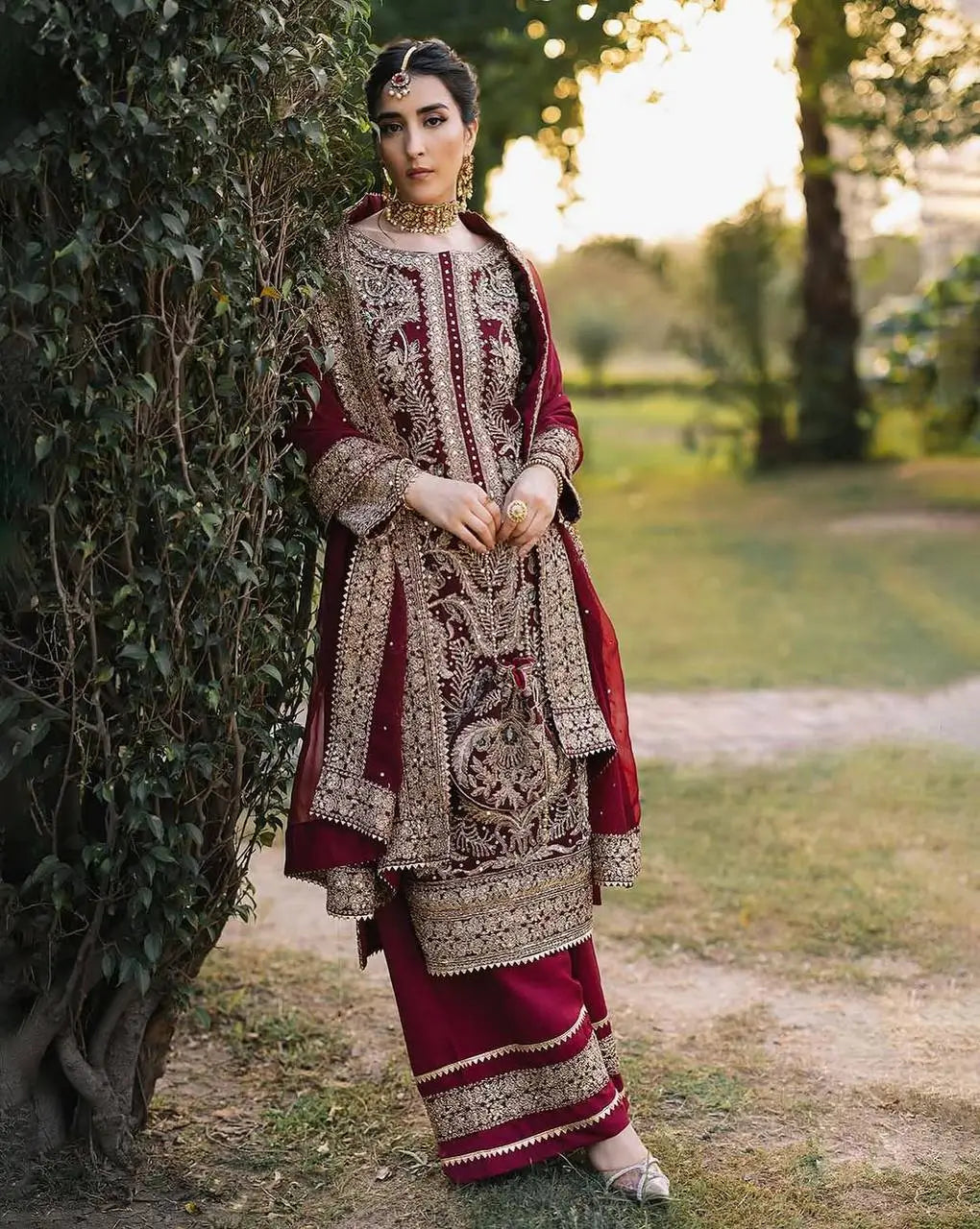 Embroidered Faux Georgette Suit Set with Dupatta