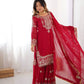 Embroidered Faux Georgette Suit Set with Dupatta