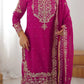 Embroidered Faux Georgette Suit Set with Dupatta