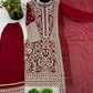 Embroidered Faux Georgette Suit Set with Dupatta