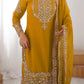Embroidered Faux Georgette Suit Set with Dupatta